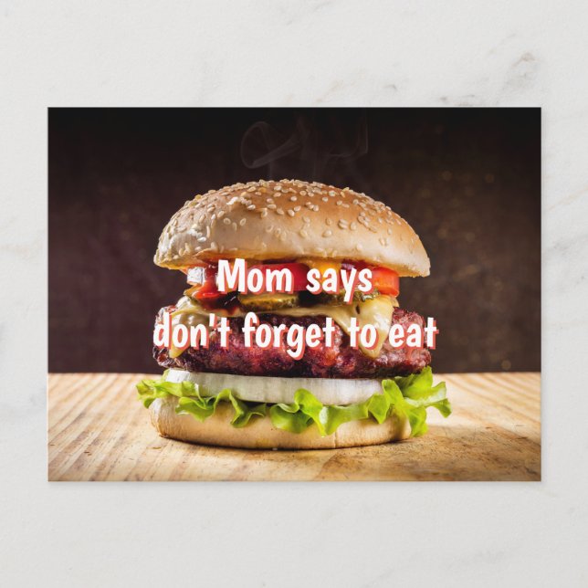 Mama sagt, vergiss nicht zu essen postkarte (Vorderseite)