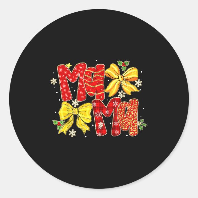 Mama Santa Christmas Family Matching Pajamas Xmas  Runder Aufkleber (Vorderseite)
