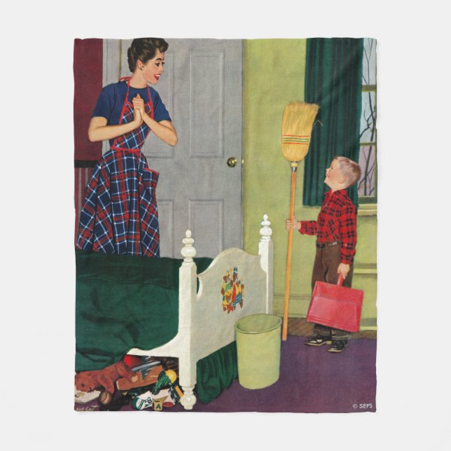Mama, säuberte ich meinen Raum! Fleecedecke (Vorderseite)
