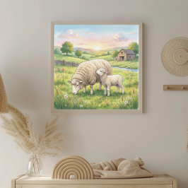 Mama-Schaf und Lamm-Kinderzimmer Poster