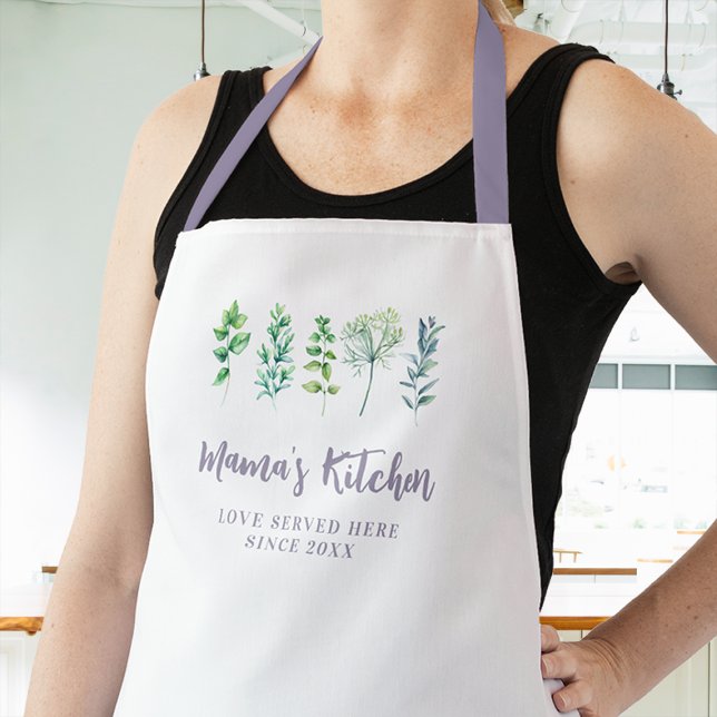 Mama Schürze Aromatics Kräuterküche Liebe serviert (mom apron personalized custom saying love served here cooking womens chef mother christmas gift)