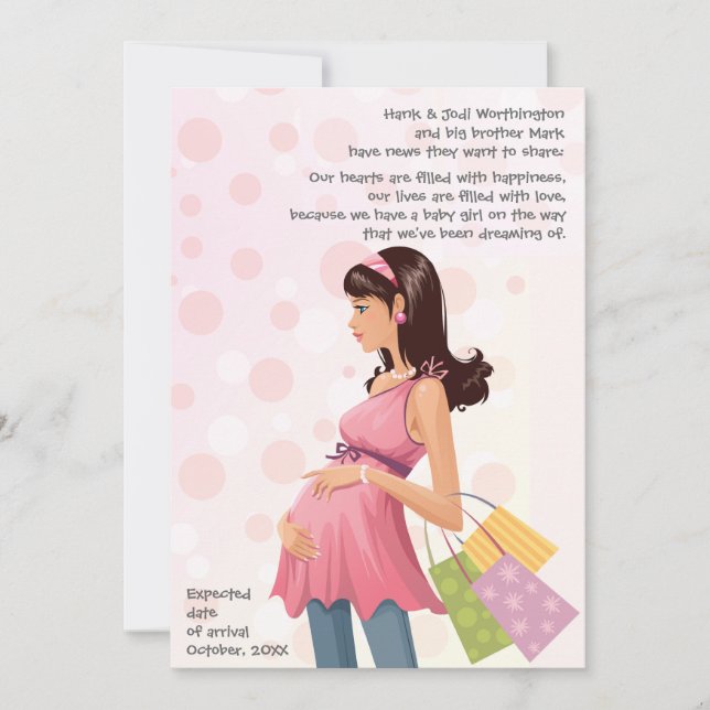 Mama Schwangerschaft (Mädchen) Ankündigung (Vorderseite)