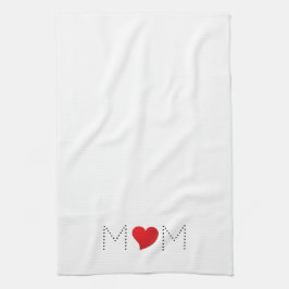 Mama Schwarz-Herz Minimalistische Typografie Geschirrtuch