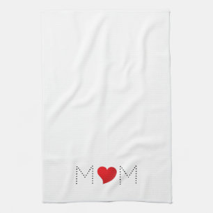Mama Schwarz-Herz Minimalistische Typografie Geschirrtuch