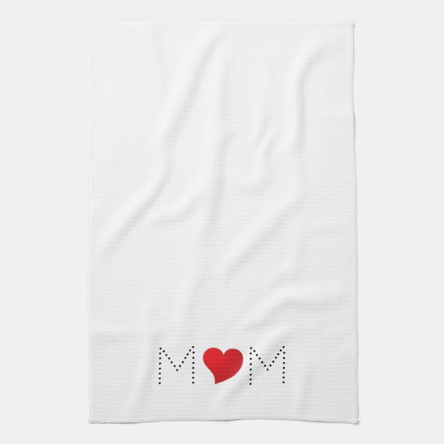 Mama Schwarz-Herz Minimalistische Typografie Geschirrtuch (Vertikal)