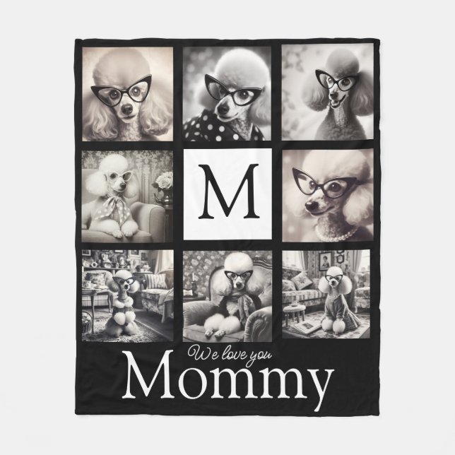 Mama Schwarz-Weiß 8-Foto-Collage Fleecedecke (Vorderseite)