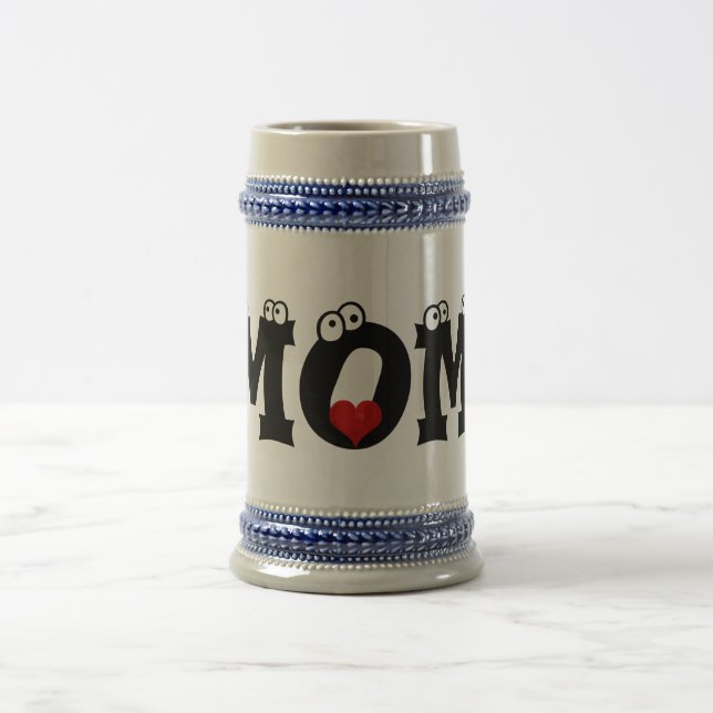 Mama Schwarz-weißer Text Rotes Herz Liebe Stein Ta Bierglas (Mittel)