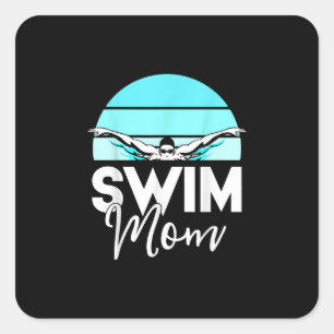 Mama Schwimmer Schwimmen Meet Schwimmer Quadratischer Aufkleber