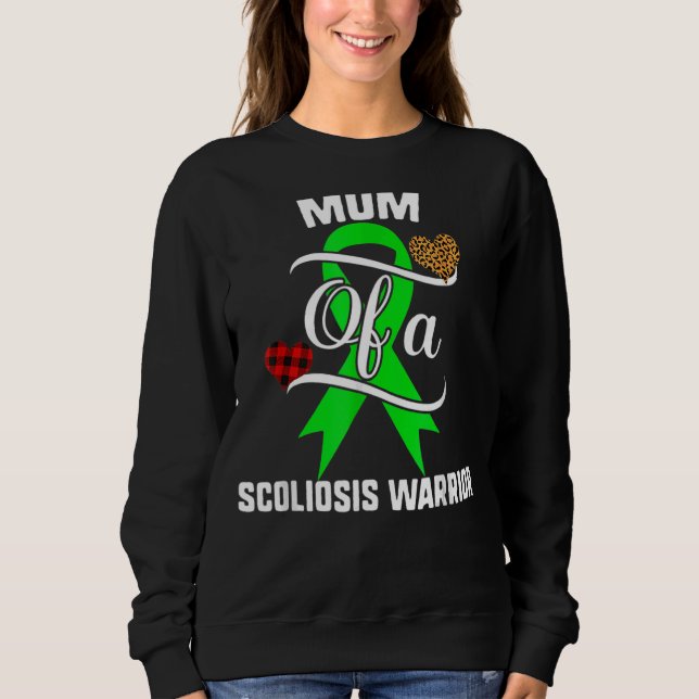 Mama Scoliose Bewusstsein Leopard Buffalo Kariert  Sweatshirt (Vorderseite)
