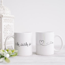 Mama Script Heart | Mama Geschenk Einfach Personal Zweifarbige Tasse