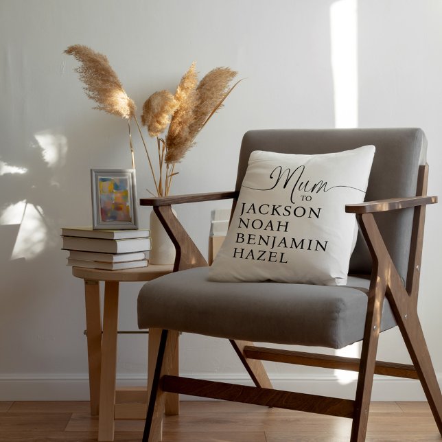 Mama Script Personalisiert Kids Namen Muttertag Kissen (Mum Script Personalized Kids Names Mother's Day Throw Pillow)