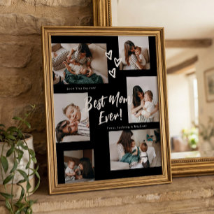 Mama-Script-Typografie 6-Foto-Collage in Schwarz Poster