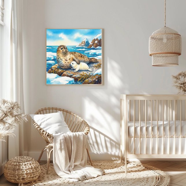 Mama Seal and Pup Nursery Poster (Von Creator hochgeladen)