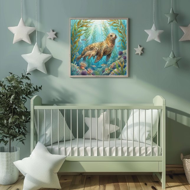 Mama-Seelöwe und Kinderkrippe Poster (Von Creator hochgeladen)