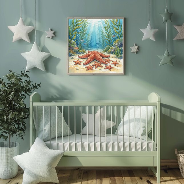 Mama Seestern und Babys Kinderkrippe Poster (Von Creator hochgeladen)