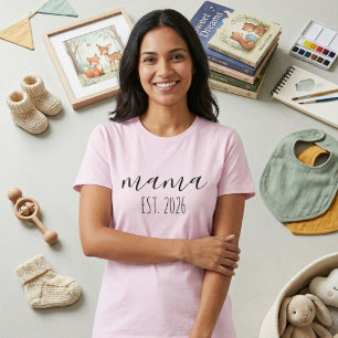 Mama Seit 2026 werdende Mutter Minimalistisch Pers T-Shirt
