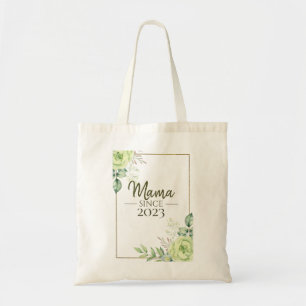 Mama seit personalisiertem Jahr Blumen handschrift Tragetasche