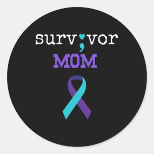 Mama - Semicolon Gift Suicide Prevention Awareness Runder Aufkleber