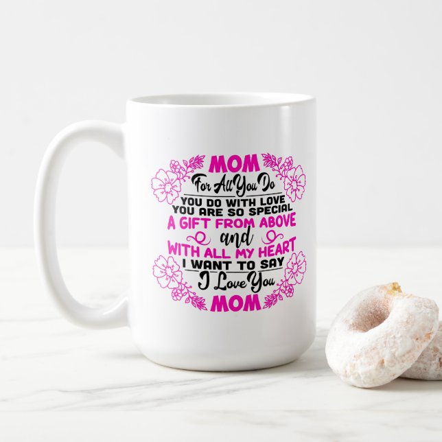 Mama Sentiment Wort Kunst Kaffee Tasse (Mit Donut)
