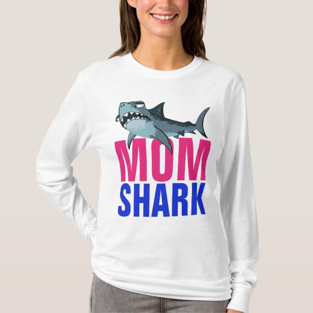 MAMA SHARK FUNNY T - SHIRT (Vorderseite)