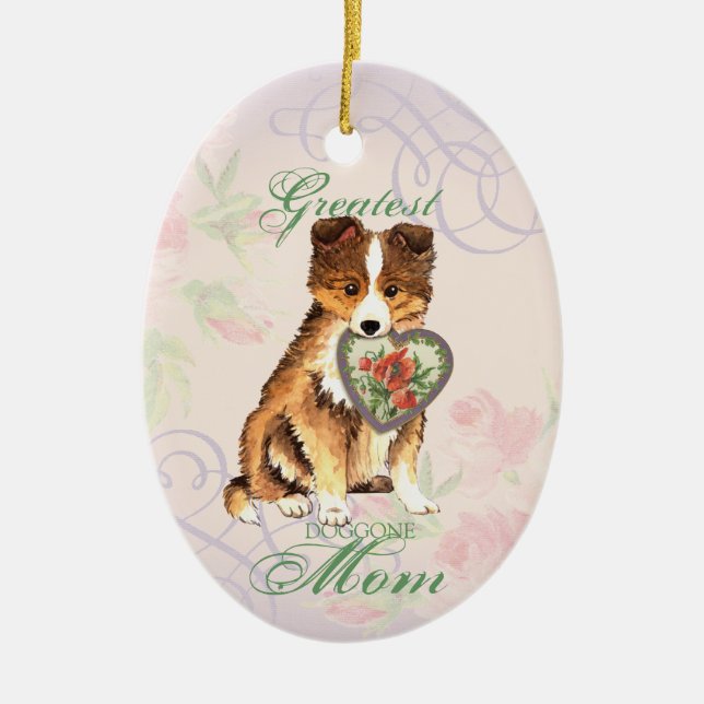 Mama Sheltie Keramik Keramik Ornament (Vorne)