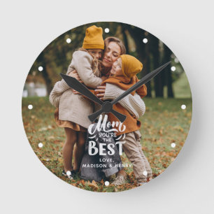 "Mama Sie sind das beste" Personalisierte Foto Runde Wanduhr
