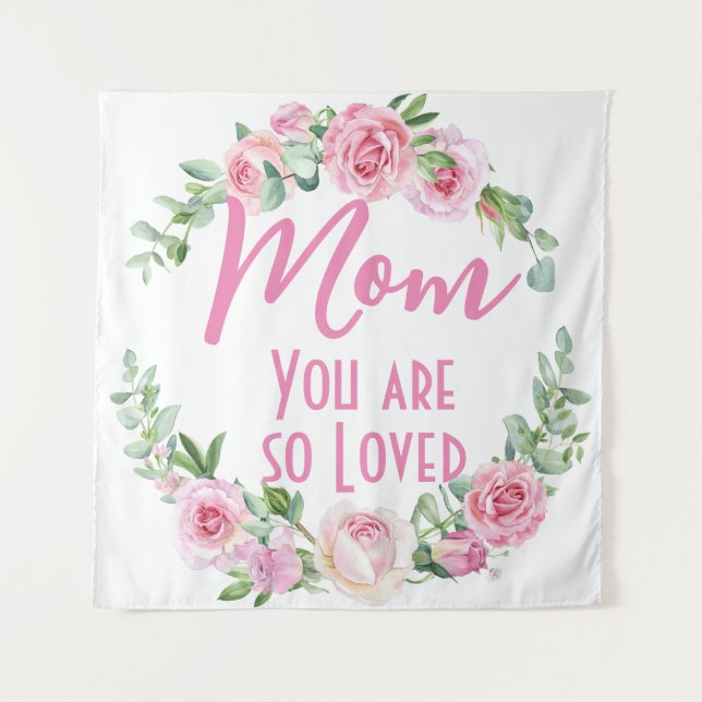 Mama Sie sind so liebt Blumenreath Rose Wandteppich (Vorderseite)