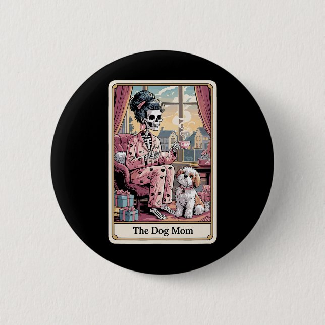 Mama Skeleton Tarot Card Funny Pate Lover Me Button (Vorderseite)