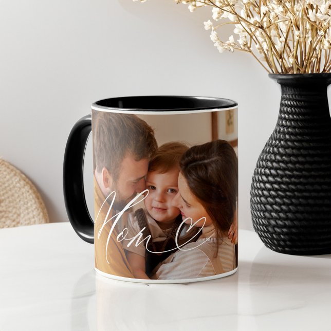 Mama Skript Herzlichen Dank für jeden Moment Foto Tasse (Mum Script Heart Grateful for Every Moment Photo Mug)