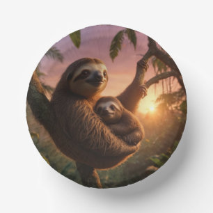Mama Sloth und Baby Pappteller