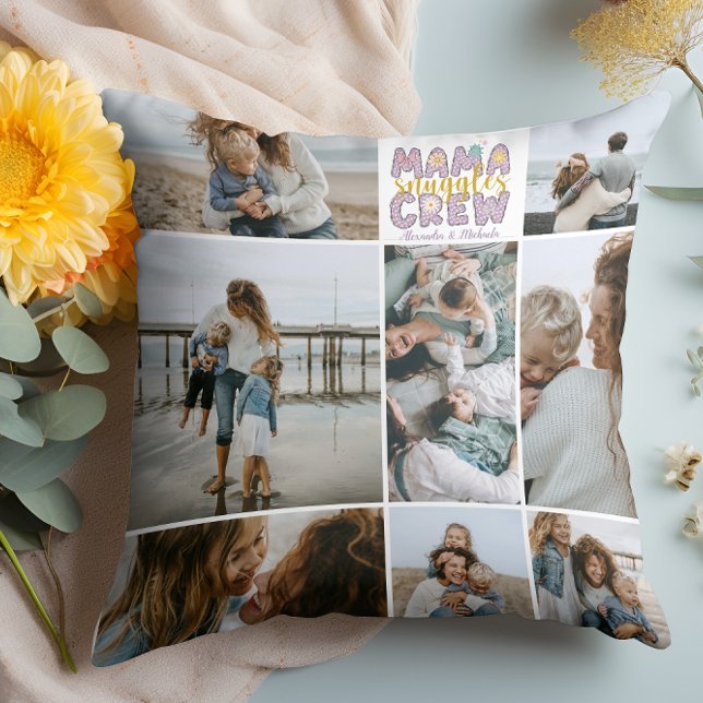 Mama Snuggle Crew Floral 8 Photo Collage Kissen (Von Creator hochgeladen)