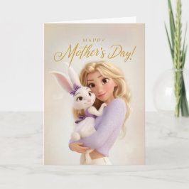 Mama Snuggling Her Baby Bunny Mother's Day Card Karte