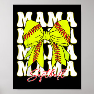 Mama Softball Coquette Bow Game Day Softball Movie Poster