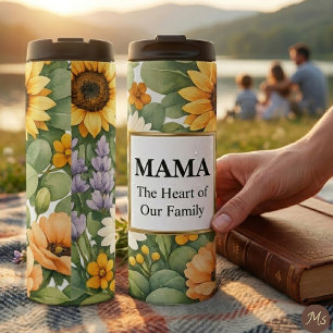 MAMA Sonnenblume Lavendel Gold Rahmen Reisebecher Thermosbecher