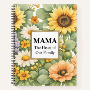 MAMA Sonnenblume Lavendel Gold Rahmen Spiralblock Notizbuch