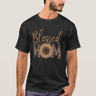 Mama Sonnenblumen Leopard Print Design T-Shirt