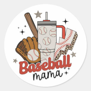 Mama Spieltag Stimmung Muttertag Frauen Baseball-M Runder Aufkleber