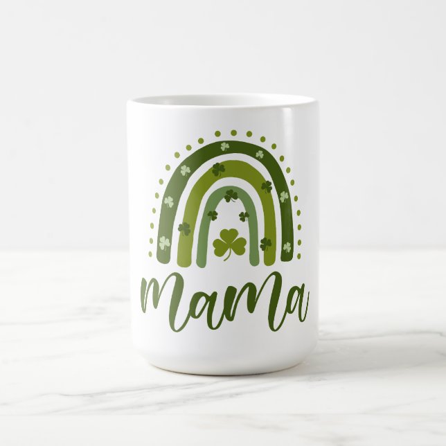 Mama St. Patrick's Day Green Kleeblatt Rainbow Kaffeetasse (Mittel)
