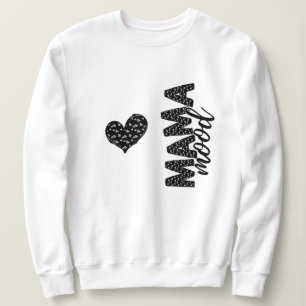 Mama Stimmung Schwarz-Weiß-Herzen Gekritzel Buchst Sweatshirt