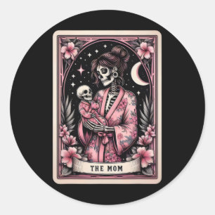 Mama Tarot Card Mütter Tag Rosa Skelett Mama B Runder Aufkleber