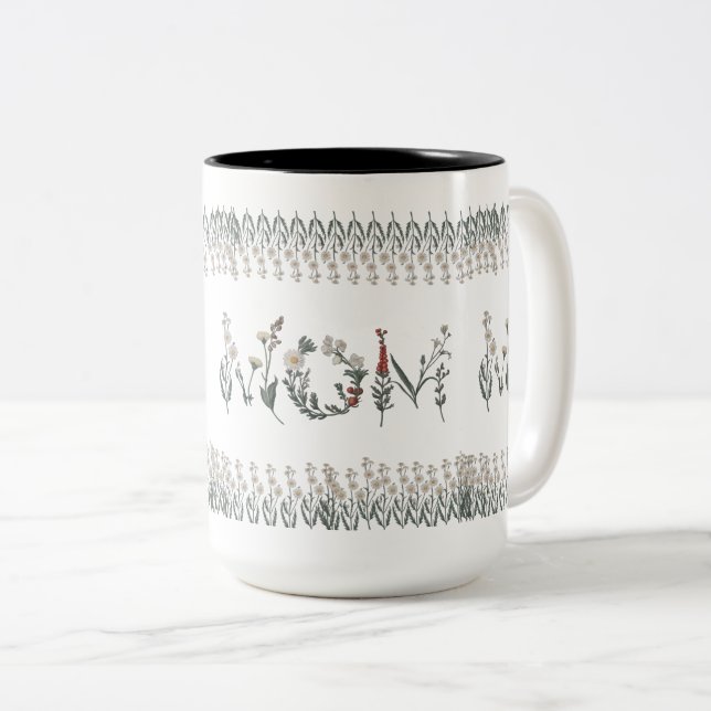 "Mama" Tasse mit Blume - Einfach und Elegan (VorderseiteRechts)