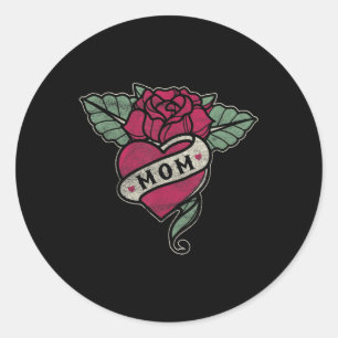 Mama Tattoo Rote Rose Motorrad Runder Aufkleber