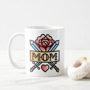 Mama Tattoo Style Rose Kaffee Tasse