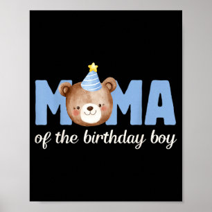 Mama Teddybär 1. Geburtstag Jungen-Party-Familie Poster