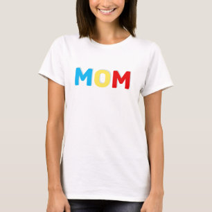 Mama Text in Blau Rot und Gelb Farben T-Shirt