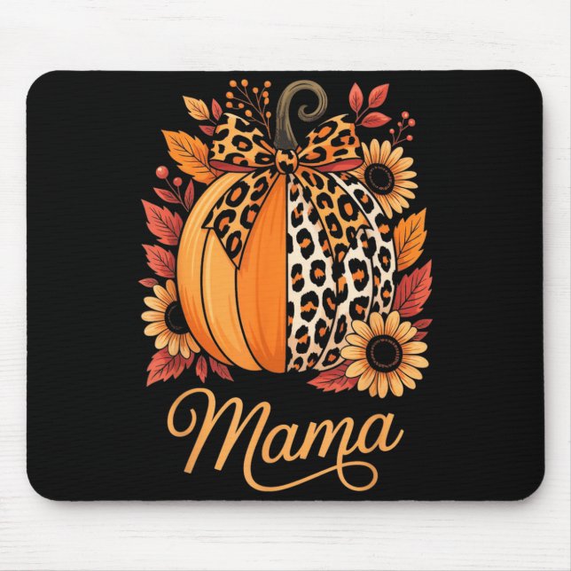 Mama Thanksgiving Leopard Pumpkin Sunflower Coquet Mousepad (Vorne)