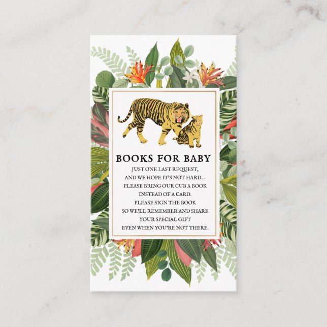 Mama Tiger Botanical Baby Shower Book Request Encl Begleitkarte (Vorderseite)