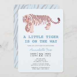 Mama Tiger Carry Cub Blue Baby Dusche Einladung