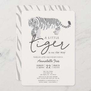 Mama Tiger & Cub Cream Gender-Neutral Baby Dusche Einladung
