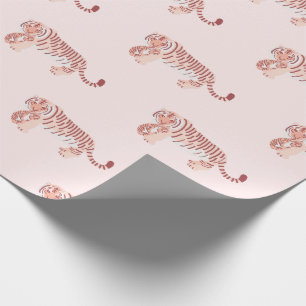 Mama Tiger & Cub Muster Baby Pink Wrapping Paper Geschenkpapier